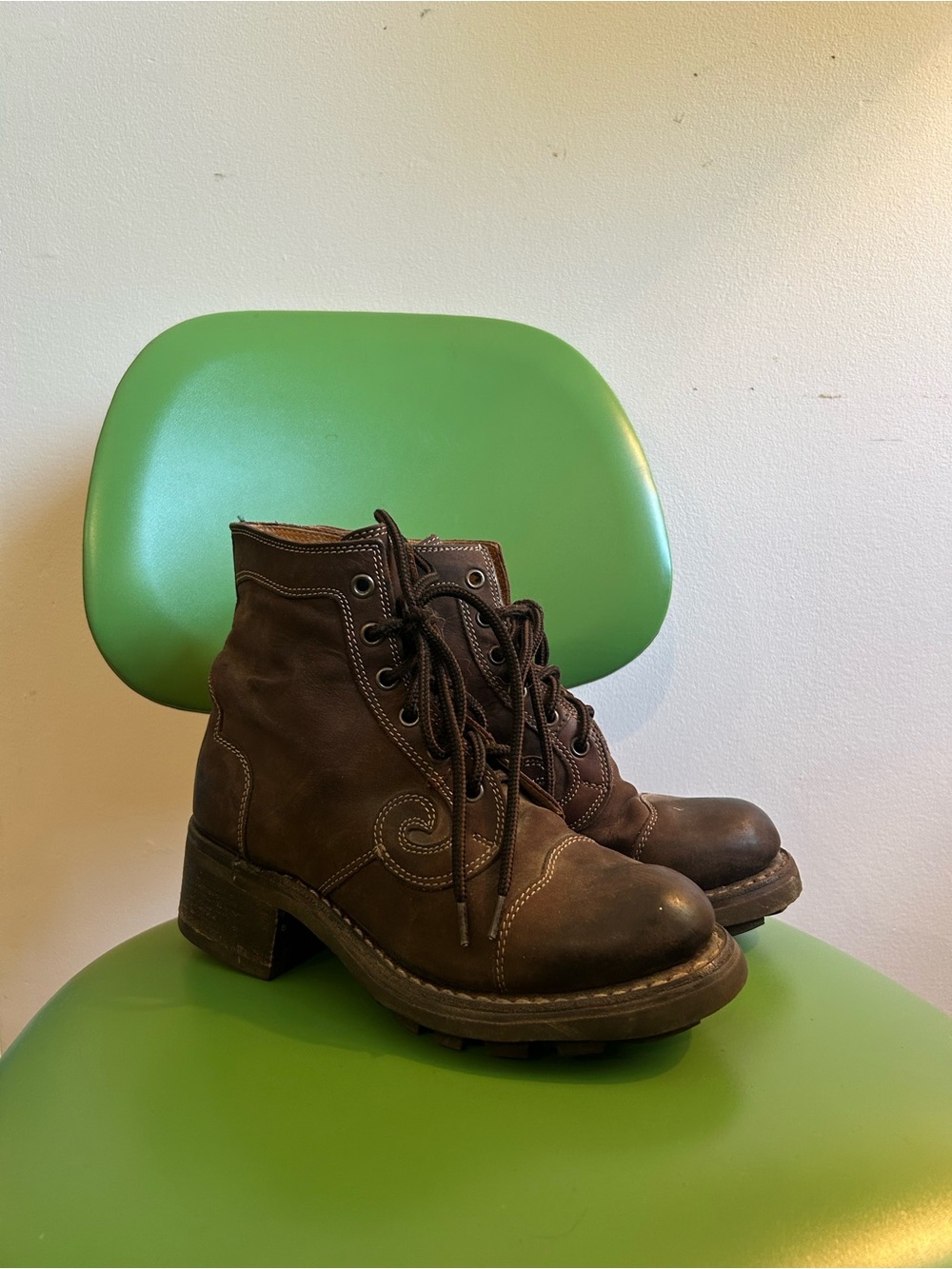 John Fluevog Brown Leather Lace-Up Ankle Boots